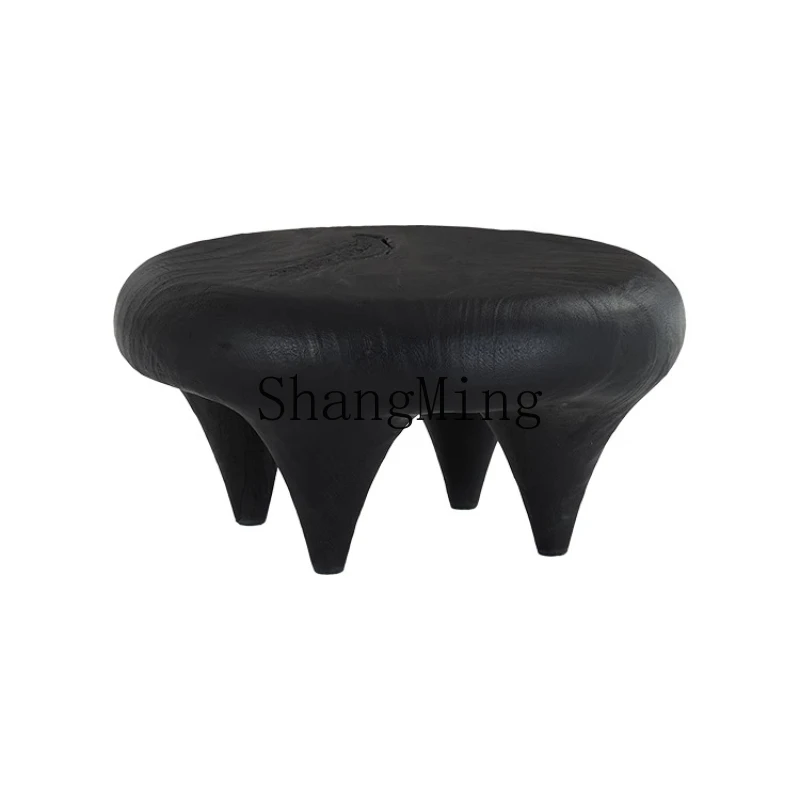 

ZYH square log Xiaokangji B & B bedroom Zen black tea tray bay window retro small coffee table
