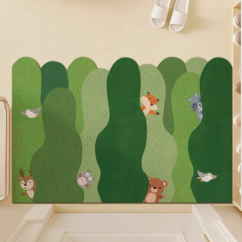 Green Forest Doormat Irregular Plant Shaped Door Mat Carpet Front Door Mat Outside Entrance Spring Welcome Doormat