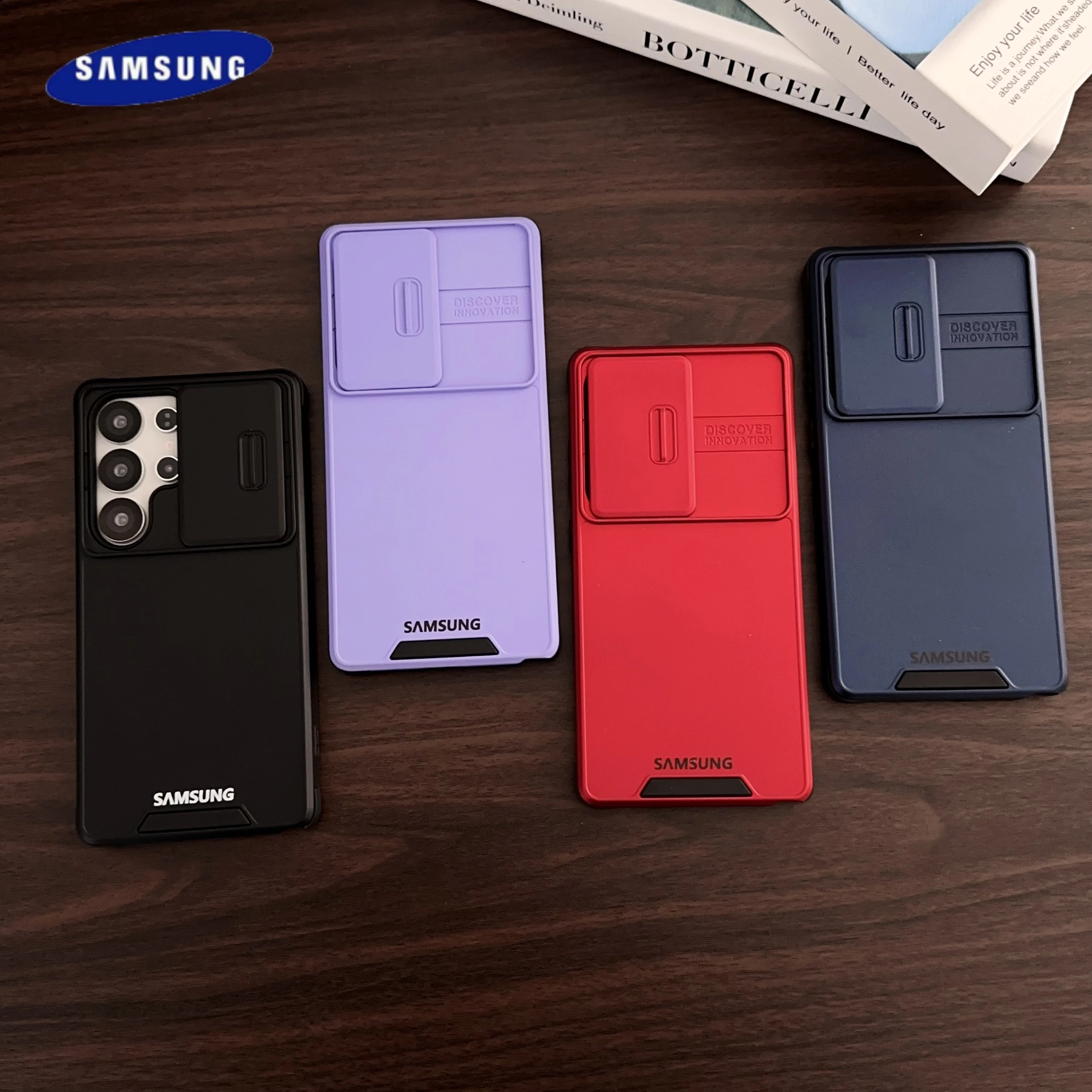 Casing Pelindung Kamera Geser Samsung Galaxy S25 S24 Ultra Plus S23 FE S22 S21 S20 Note20 A55 A35 A53 A32 A36 A54 A16 Sampul Belakang