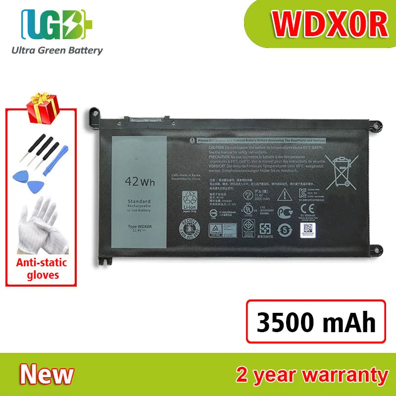 

UGB New 3CRH3 WDX0R CYMGM Battery For Dell Inspiron 17 5767 5765 Inspiron 13-5368 2-in-1 42Wh Standard Battery