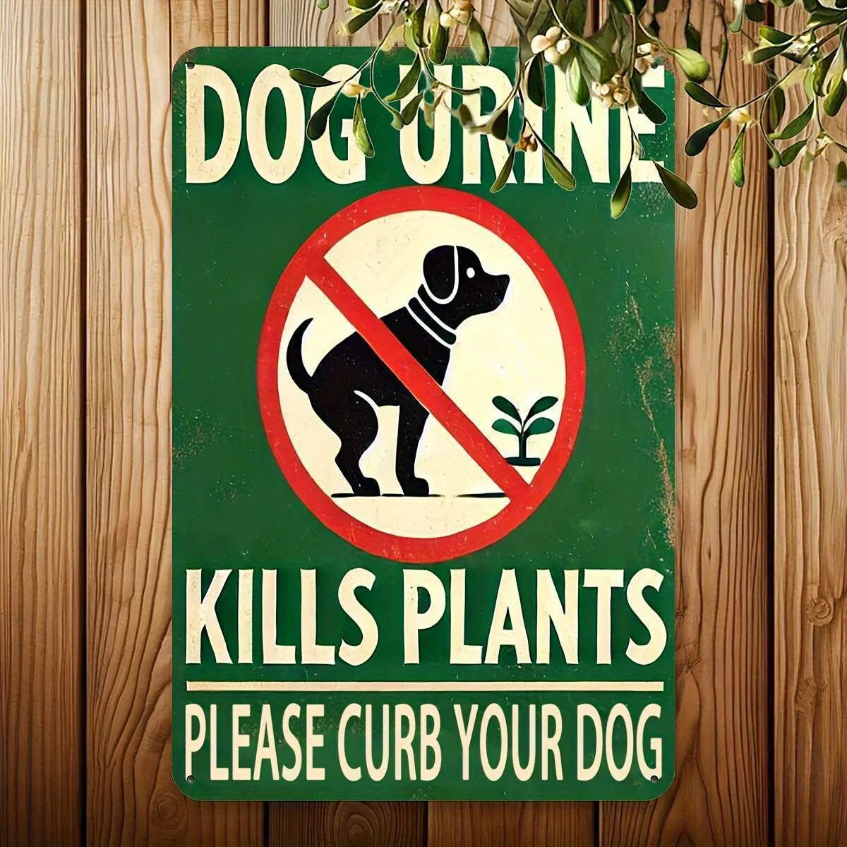 Dog Pee Kills Plants Warning Sign - Durable Iron Decor, Indoor/Outdoor Wall Art, 