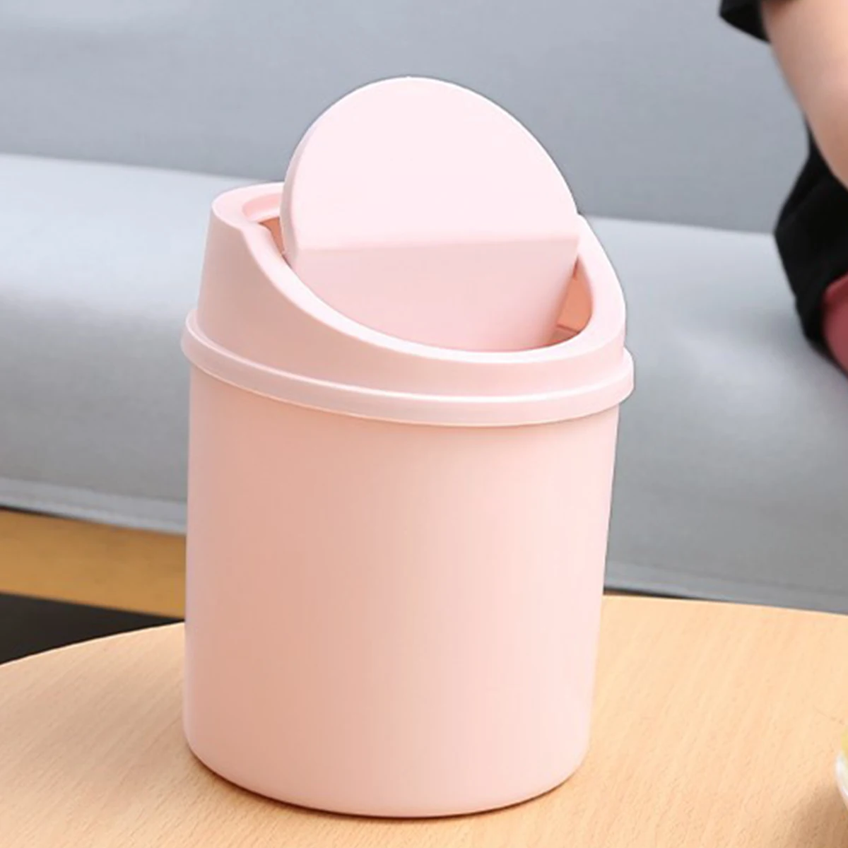 1pc- Shake-lid trash can Home Mini trash can Creative living room table with lid wastebasket