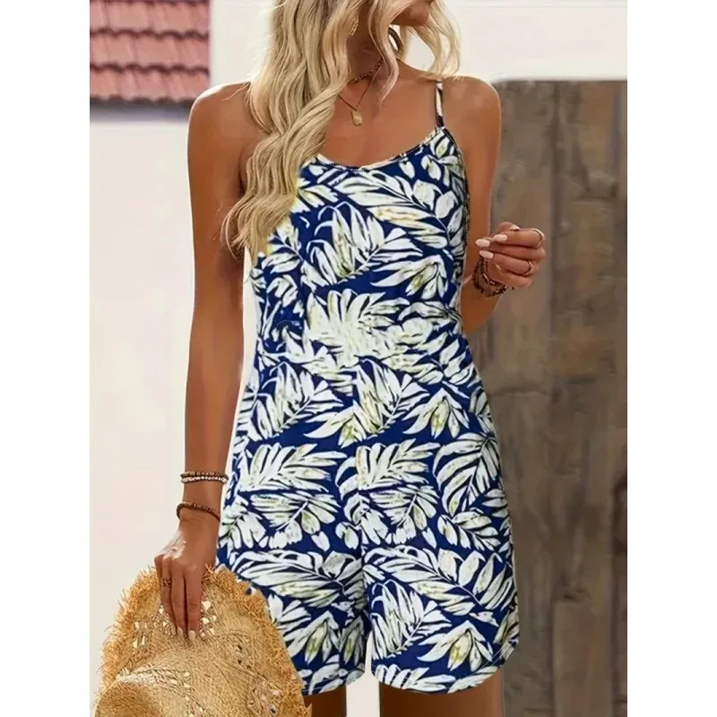 European and American style casual elegant spring and summer Bohemian3DPrinted Sleeveless Jumpsuit