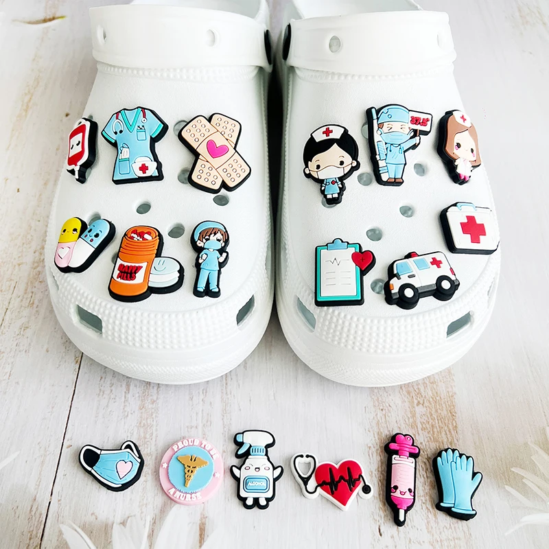 Nurse healthcare Shoe Charms Pin for Crocs Accessories Charms Clog Wristband Decorations Buckle Kids Adult Party Gifts