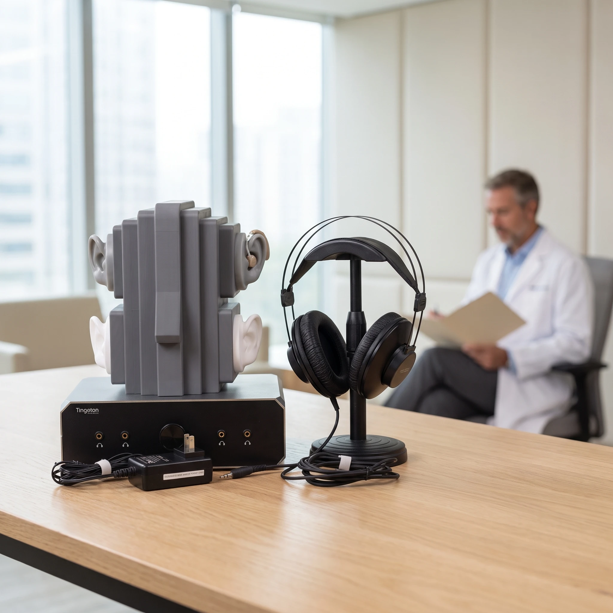 Hearing Aid Effect Demonstration System with ABS Material Using a Head Design Noise-cancelling Plug & Power Adapter