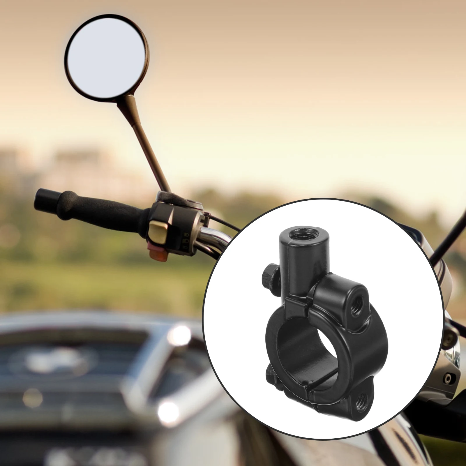 

2pcs Motorcycle Rearview Mirror Mount Black 8mm Aluminum Handlebar Clamp Bracket Mirror Mount Accessories Enhanced Visibility