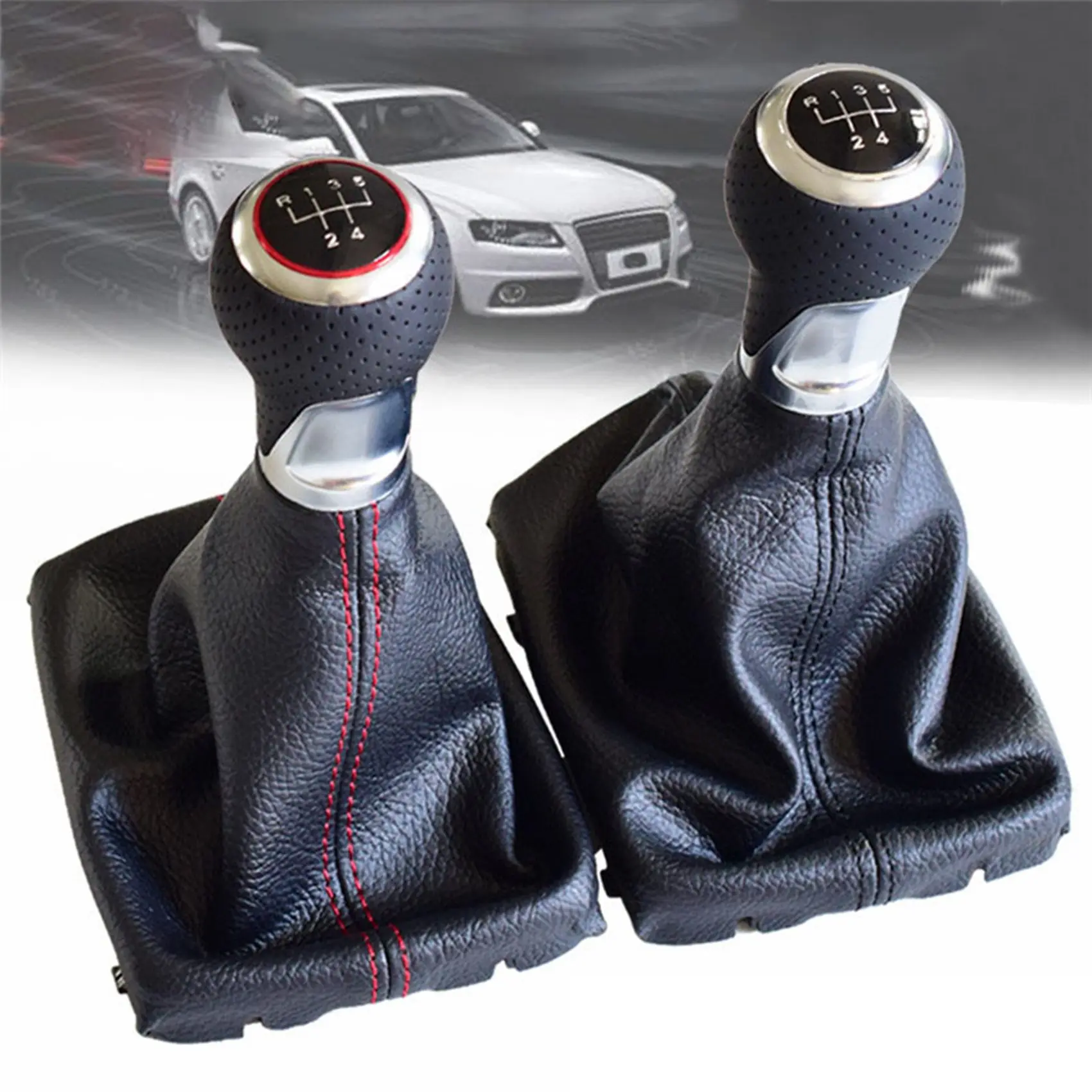 Gear Shift Knob Lever Stick Pen Gaiter Boot Cover For-Audi A4 S4 B8 2008-2015 untuk Passat CC 2009 2010 Hitam 5