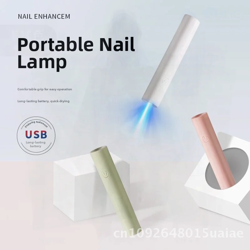 Tragbare tragbare Nail-Art-Phototherapie-Lampe, schnell trocknende kleine Maschine zum Backen im Nagelstudio – wiederaufladbar, Rosa/Weiß/Grün