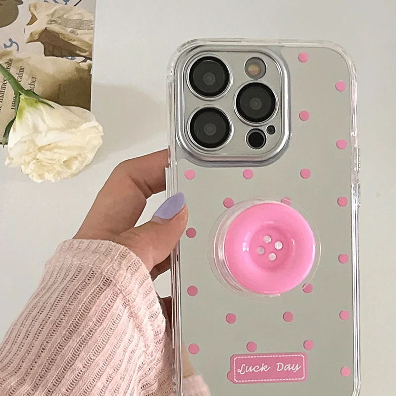 Cute 3D Simulated Plain Button Candy Bracket Mobile Phone Accessories Universal Holder Finger Ring Back Case Cover Stand Support