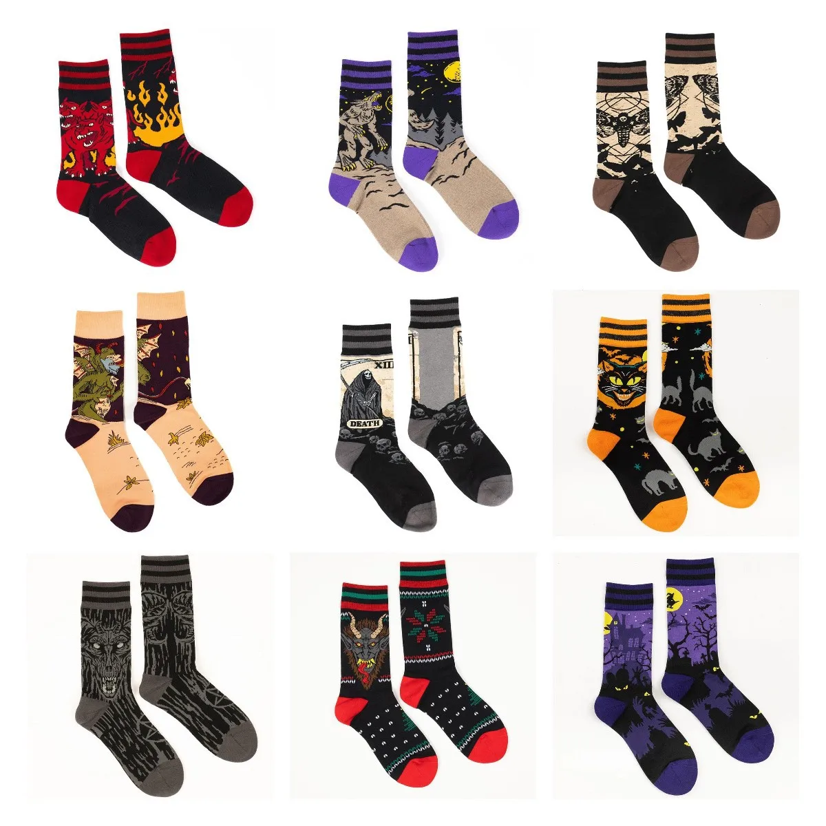 Gothic Vintage Irregular AB Style Unisex Crew Socks Couple Women Men Cotton Street Fashion Creative Stockings Socks Gifts Bulk