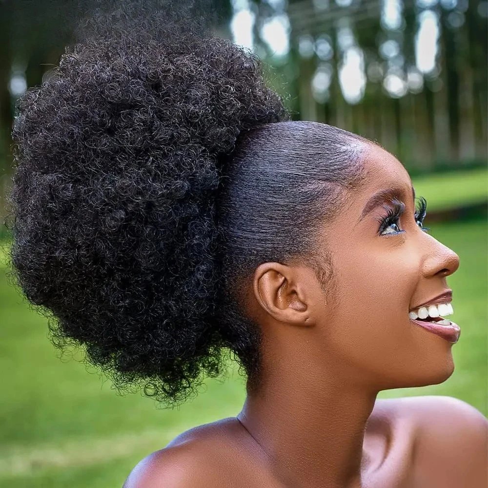 

Большой синтетический пышный хвост на шнурке, 10-дюймовые короткие курчавые вьющиеся волосы, наращивание волос с 2 зажимами