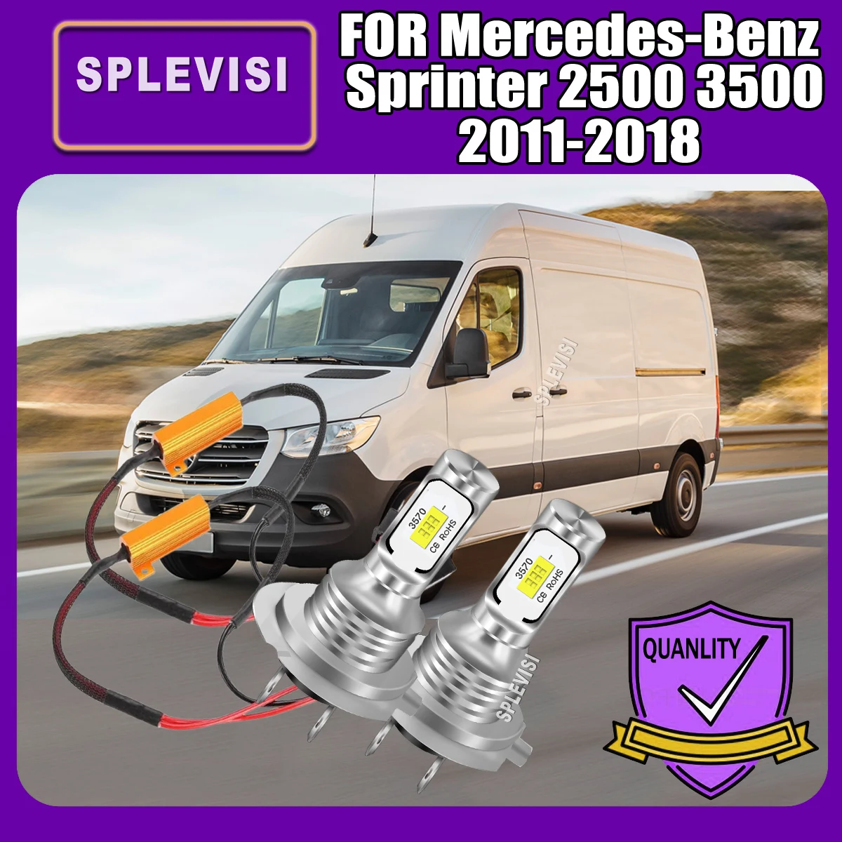 

H7 LED Headlamp Light Blub requiring no modification For Mercedes-Benz Sprinter 2500 3500 2011 2012 2013 2014 2015 2016-2018