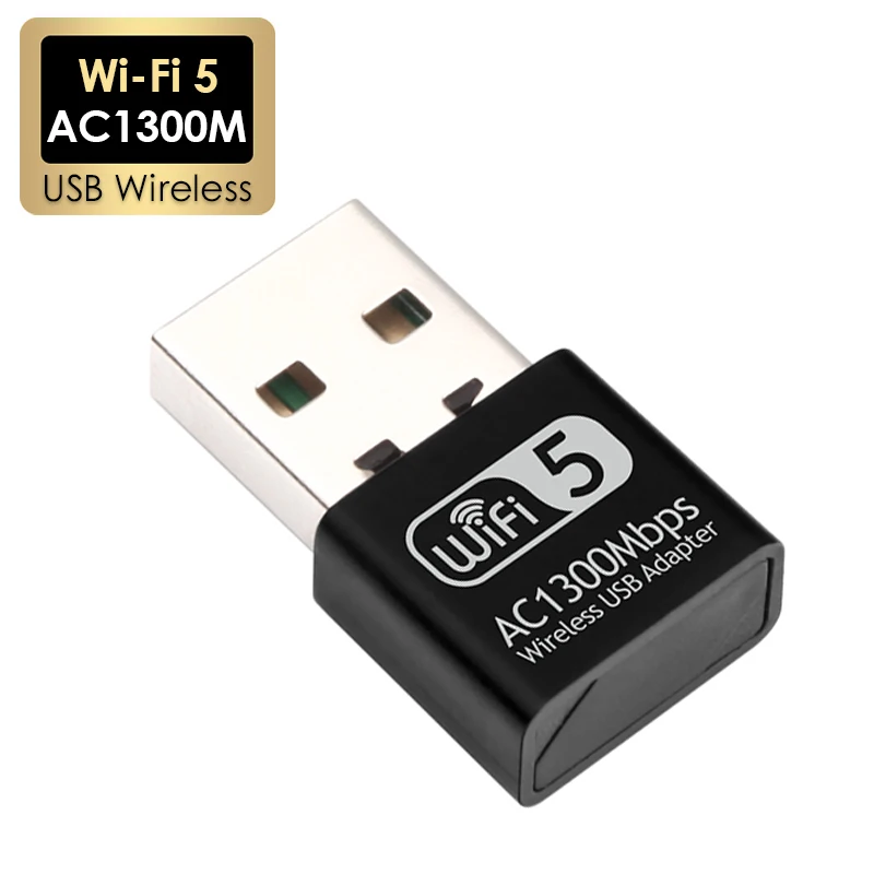 AC 1300Mbps 2.4/5.8GHz 듀얼 밴드 USB 와이파이 동글 어댑터 5G 유선 외부 무선 와이파이 5 네트워크 안테나 데스크탑 수신기