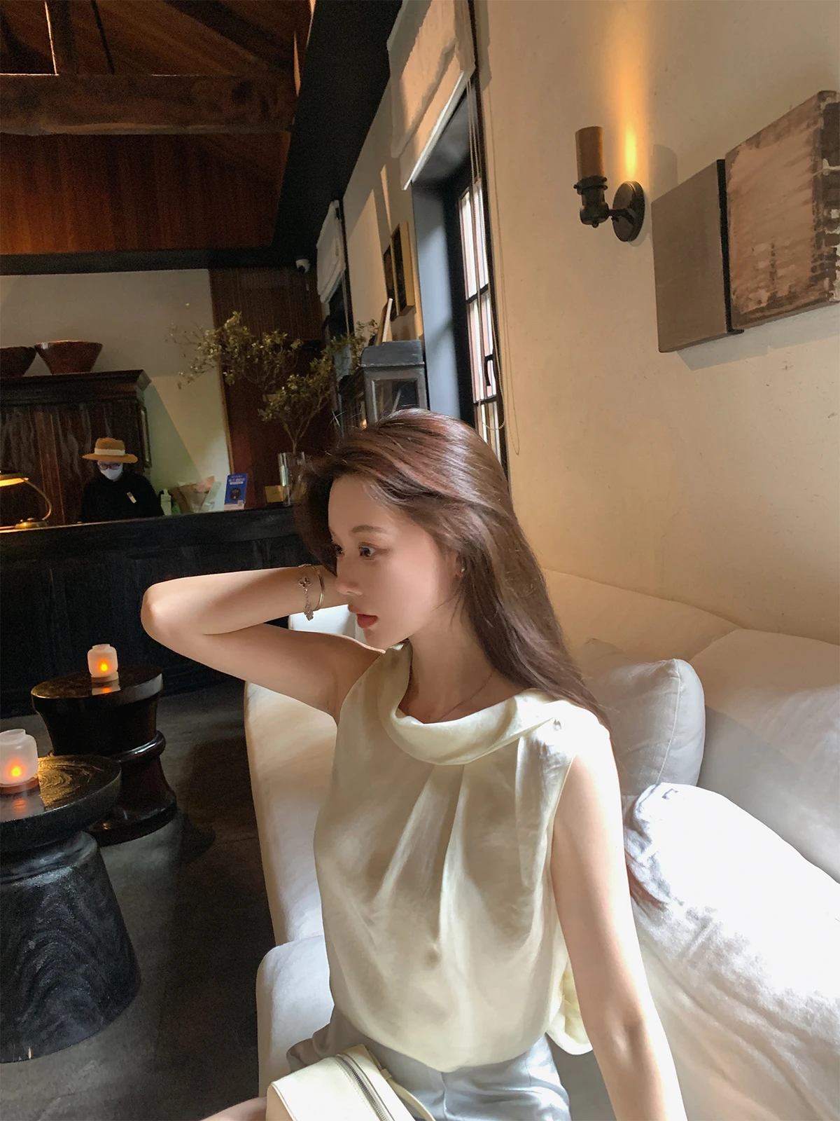 

Шелковый ацетатный топ свободного кроя с принтом Lotus Tea, цвет Seeyouicelandpink Memorie, для повседневной носки