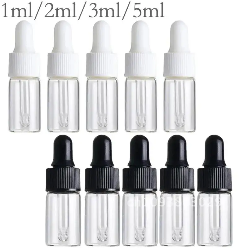 

50PCS/1OOPCS Black White Empty Bottle Bottle Clear Color Glass Essential Oil Strip Perfume Sample Test Bottle Oil Filled