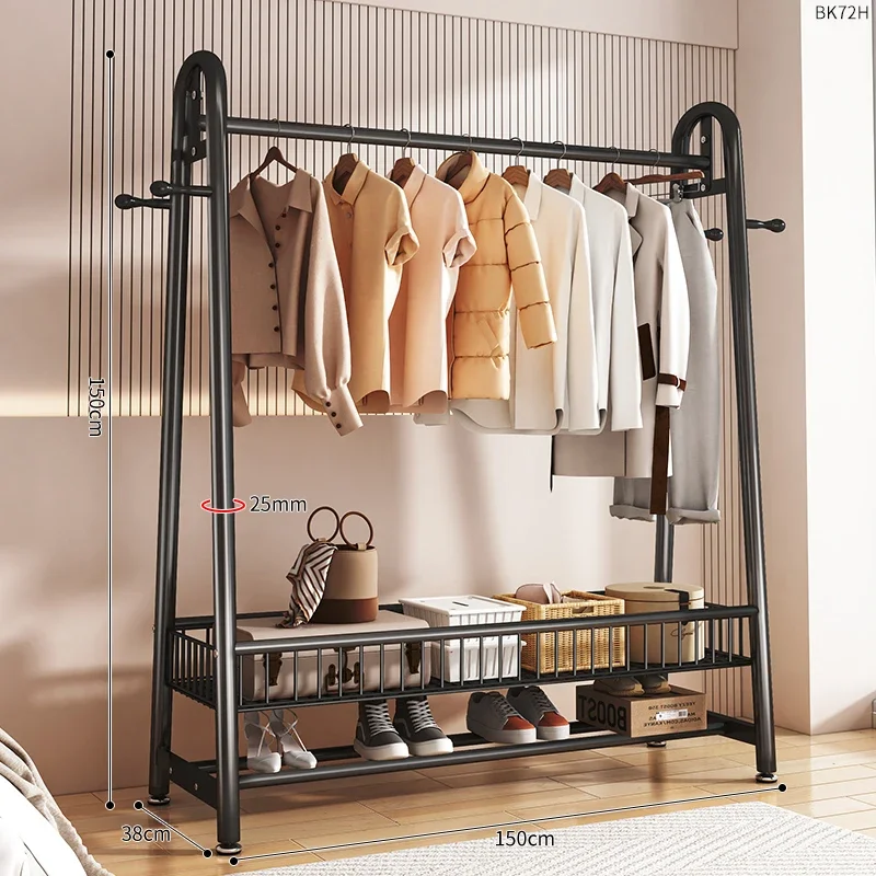 Rack Aesthetic Clothes Rack Shelfs Wheels Entrance Garmentg Coat Clothes Rack Balcony Drying Boy Arara De Roupa Furniture image 5