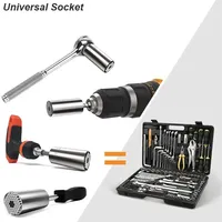 Universal Socket Wrench Head Set Sleeve Gadget 7-19mm Power Drill Adapter Spanner Key Nut Magic Grip Multi Hand Tools multitool