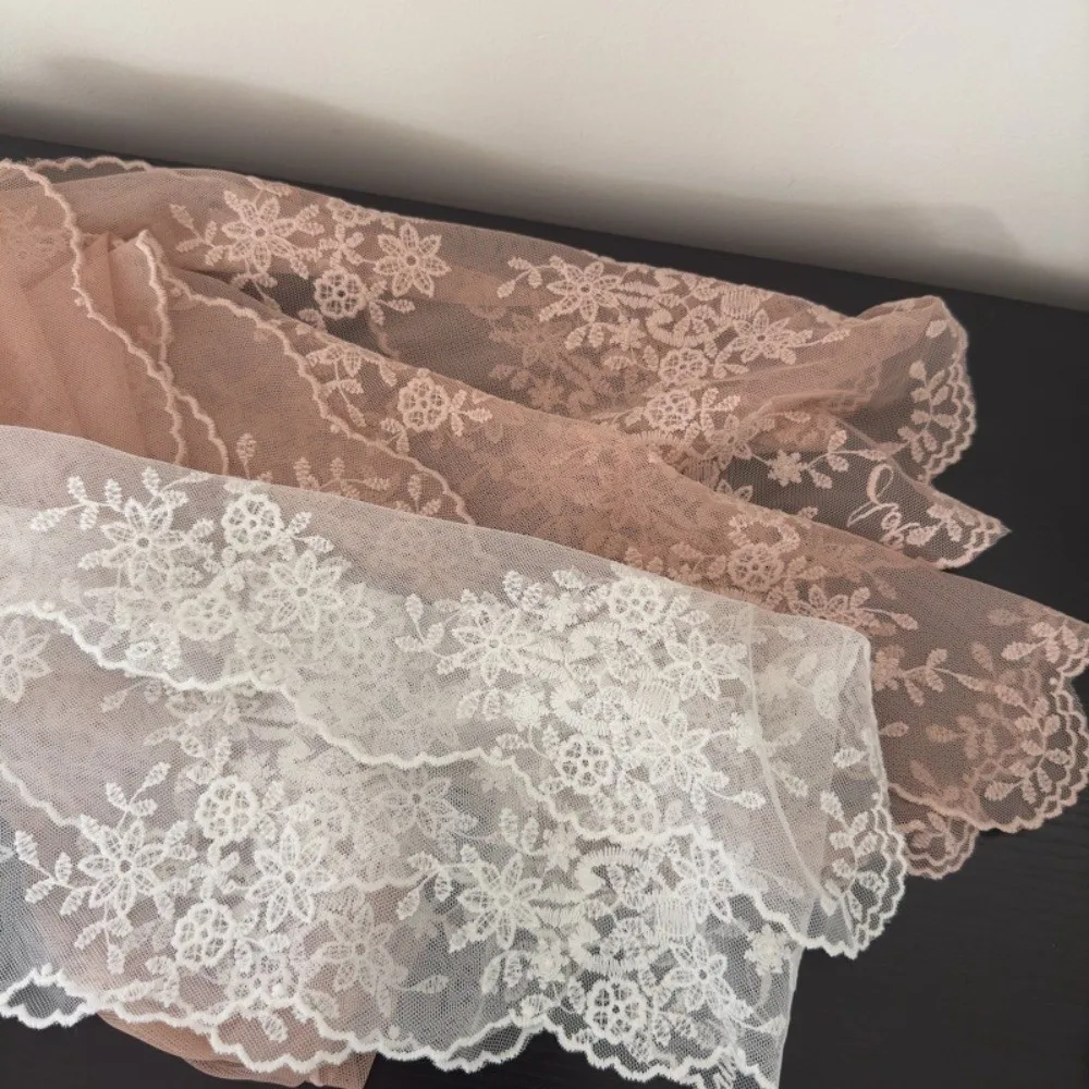 Versatile Elegant Embroidered Headband 140×30cm Flower Pattern Lace Scarf French Style Long Headscarf for Women