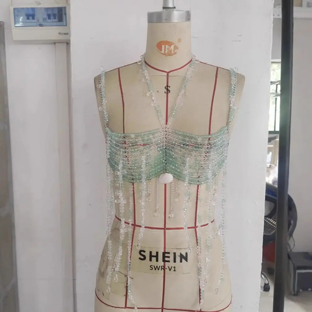 

Европейский и американский колье ручной работы с бахромой из бисера, цепочка для тела Y2k, пикантная девушка, сексуальный наряд для вечеринки, дня рождения