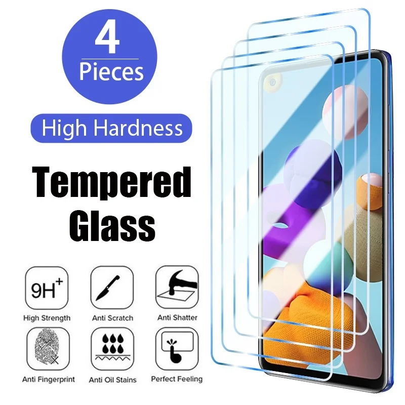 Protector de pantalla para Samsung galaxy A51, A52, A71, A72, A21S, vidrio Protector para Samsung galaxy A32, A22, A12, A70, A50, A40, 4 Uds.