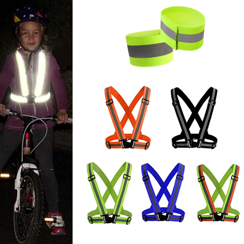 Highlight Reflective Straps Adjustable Safety Vest  Night Work Running Riding Clothing Vest Elastic Band Safety Jacket