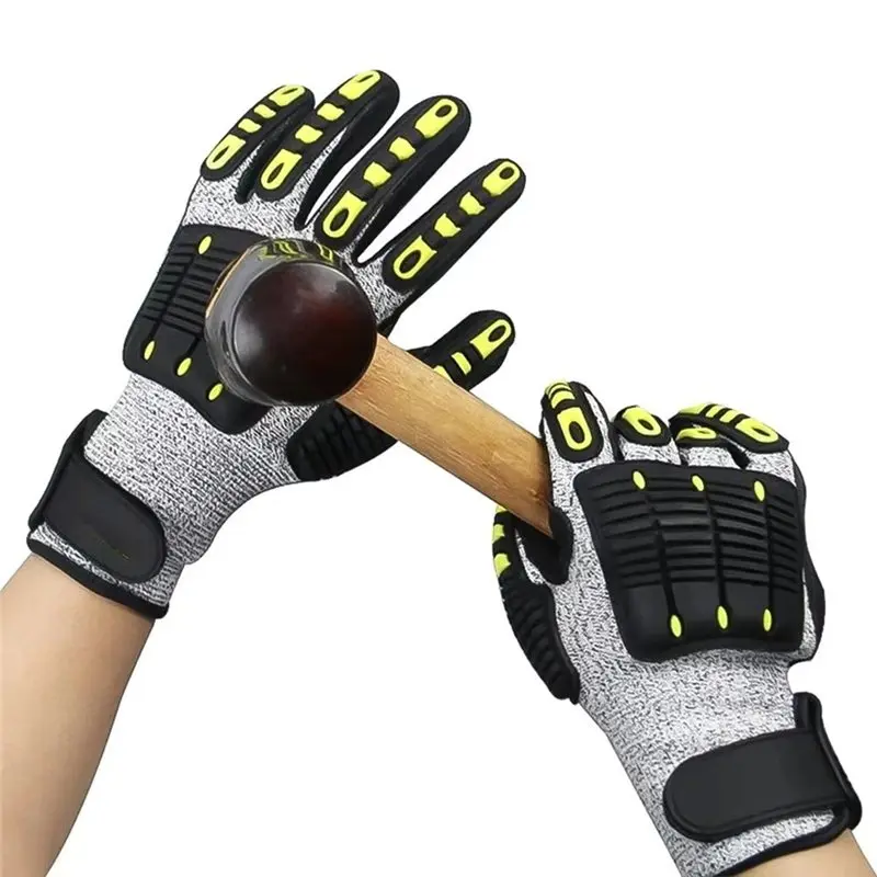 [NEW!】 Anti-Cut Anti-Smashing Outdoor Rescue Safety Work Gloves(L) Anti-Vibration Protection Working Gloves