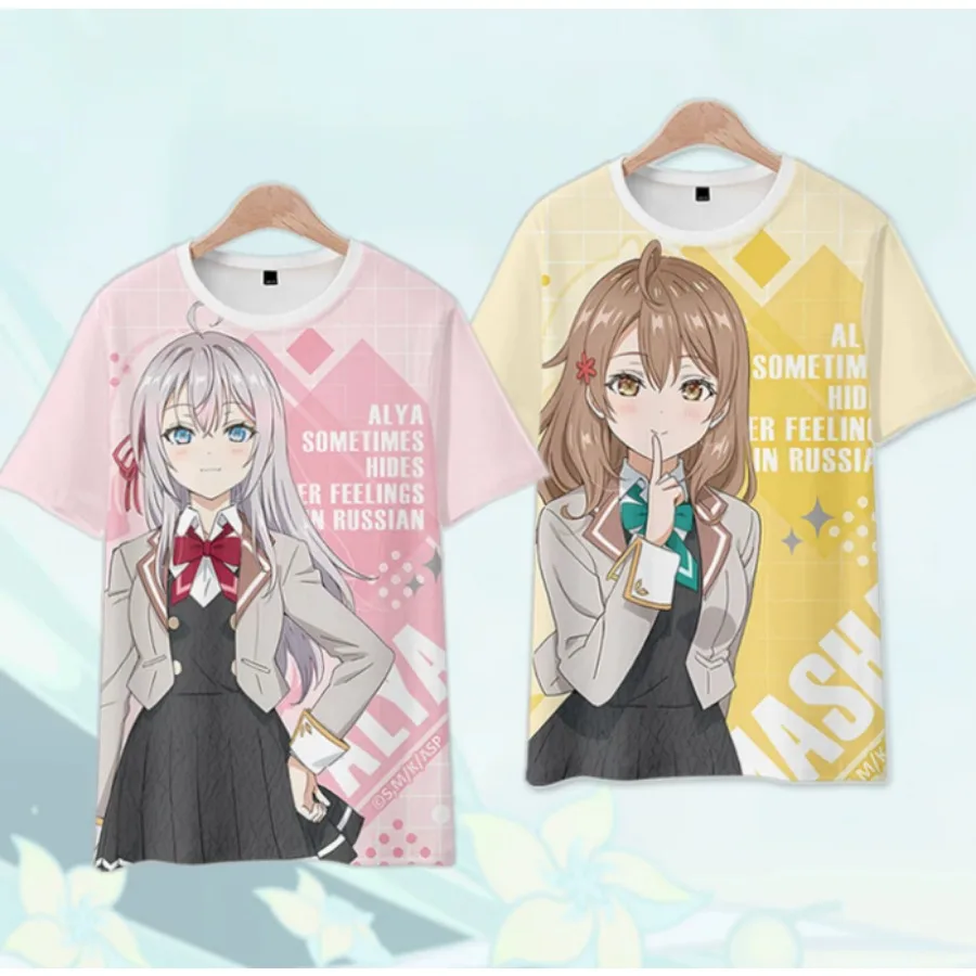 Alya Sometimes Hides Her Feelings in Russian 3D Print Short Sleeve Street Hip Hop Fashion T-shirt Casual Oversized Cosplay Tees