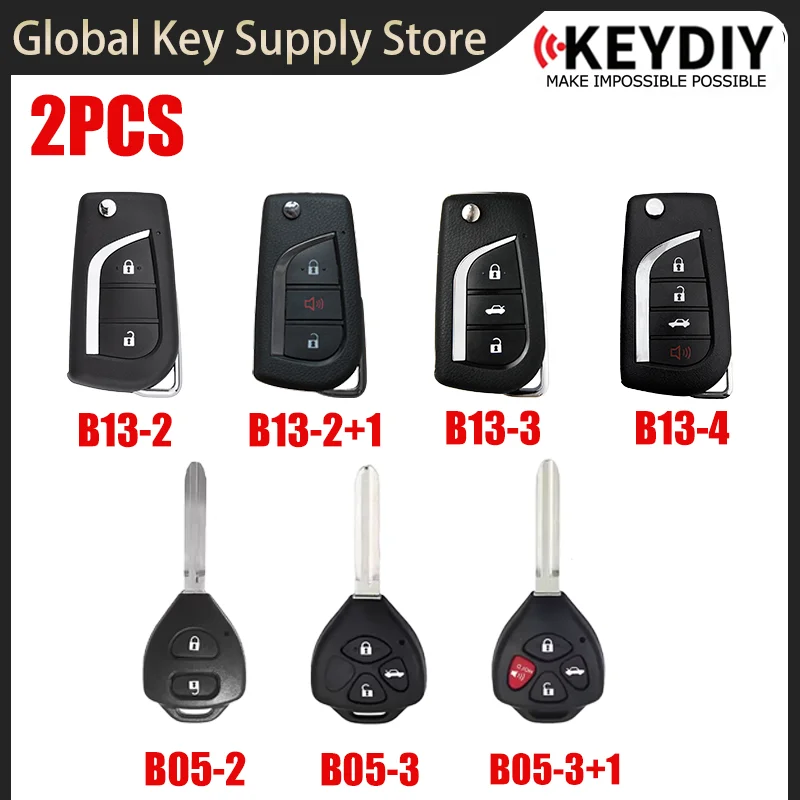 2PCS KEYDIY KD B B05-2 B05-3 B05-3+1 B13-2 B13-2+1 B13-3 B13-4 Universal Remote Key