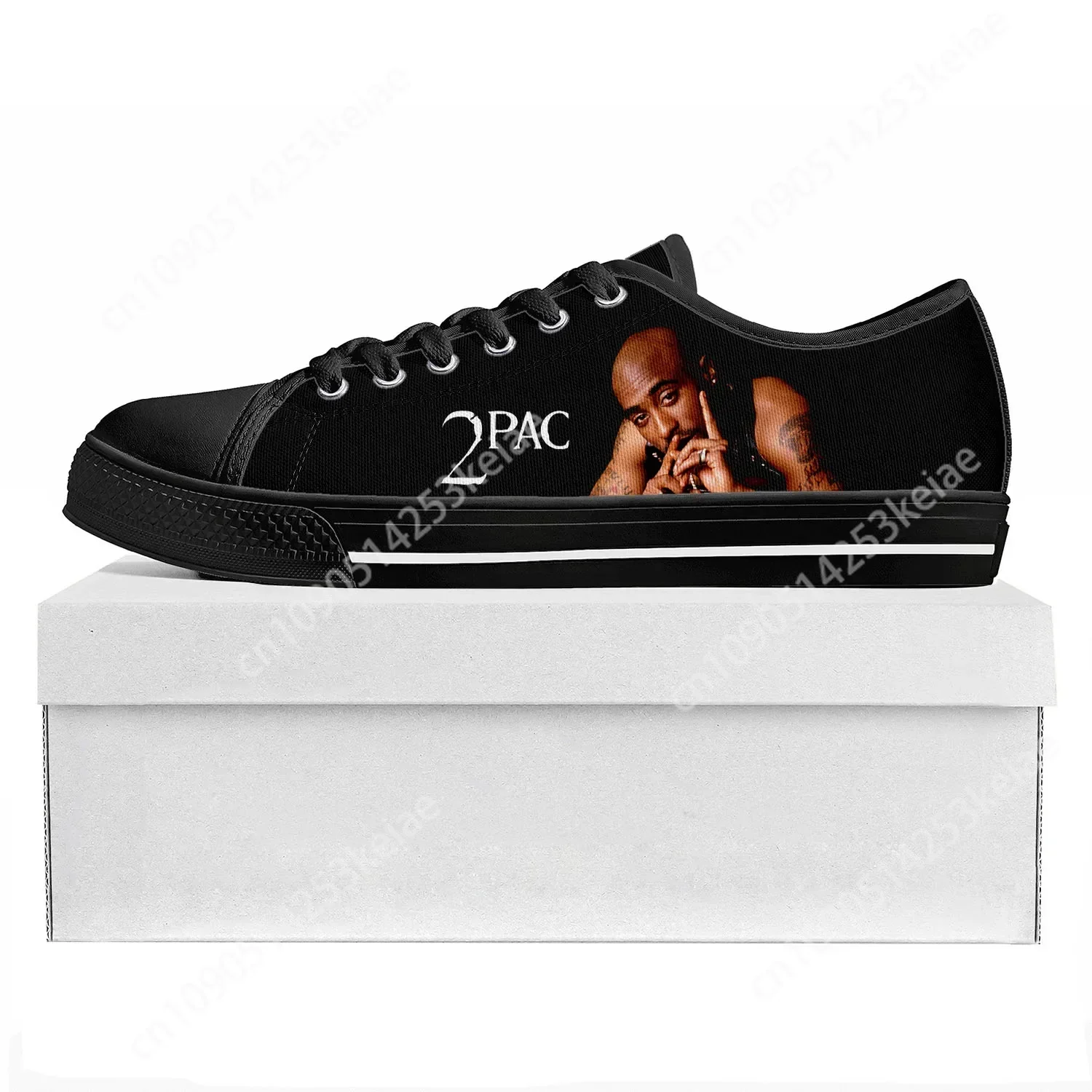 2Pac Hip Hop Rapper Tupac Pop Low Top High Quality Sneakers Mens Womens Teenager Canvas Sneaker Couple Shoes Custom Shoe Black