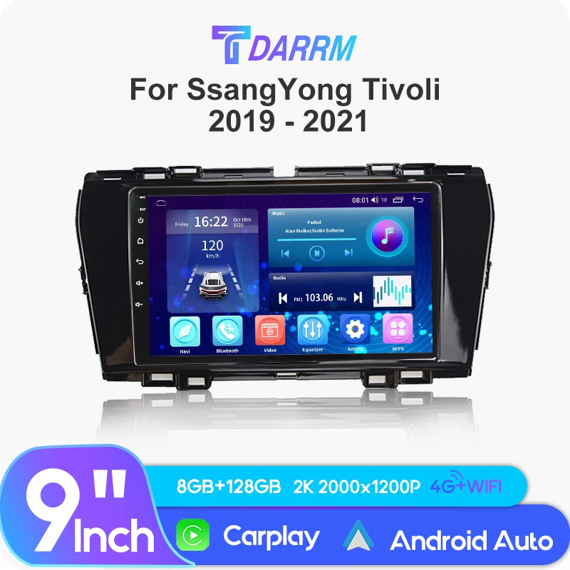 Android 13 Car AutoRadio For SsangYong Tivoli 2019-2021 2K QLED GPS AI Voice CarPlay 4G Navigation Car Multimedia Video Player