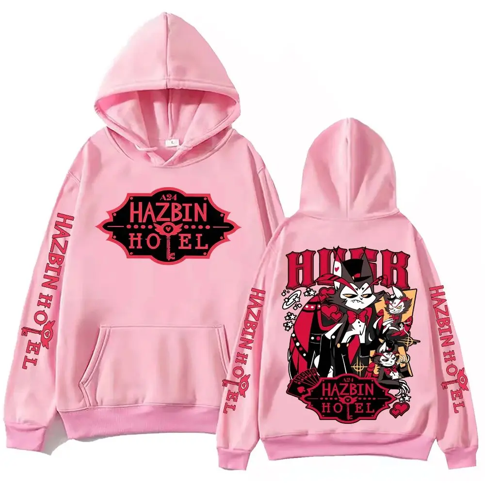 Bluzy Y2k Harajuku Retro Hazbin Hotel Husk Bluza z Kapturem Męska Damska Harajuku Długi Rękaw Pulower Top Bluza Prezent Unisex