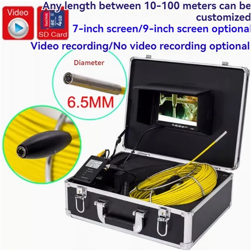 

WIFI DVR Endoscope Camera Sewer Camera 6.5mm Lens 7 Inch LCD Color Screen Equipped with 4500mAh Battery 6 LEDs Cable Line Meter