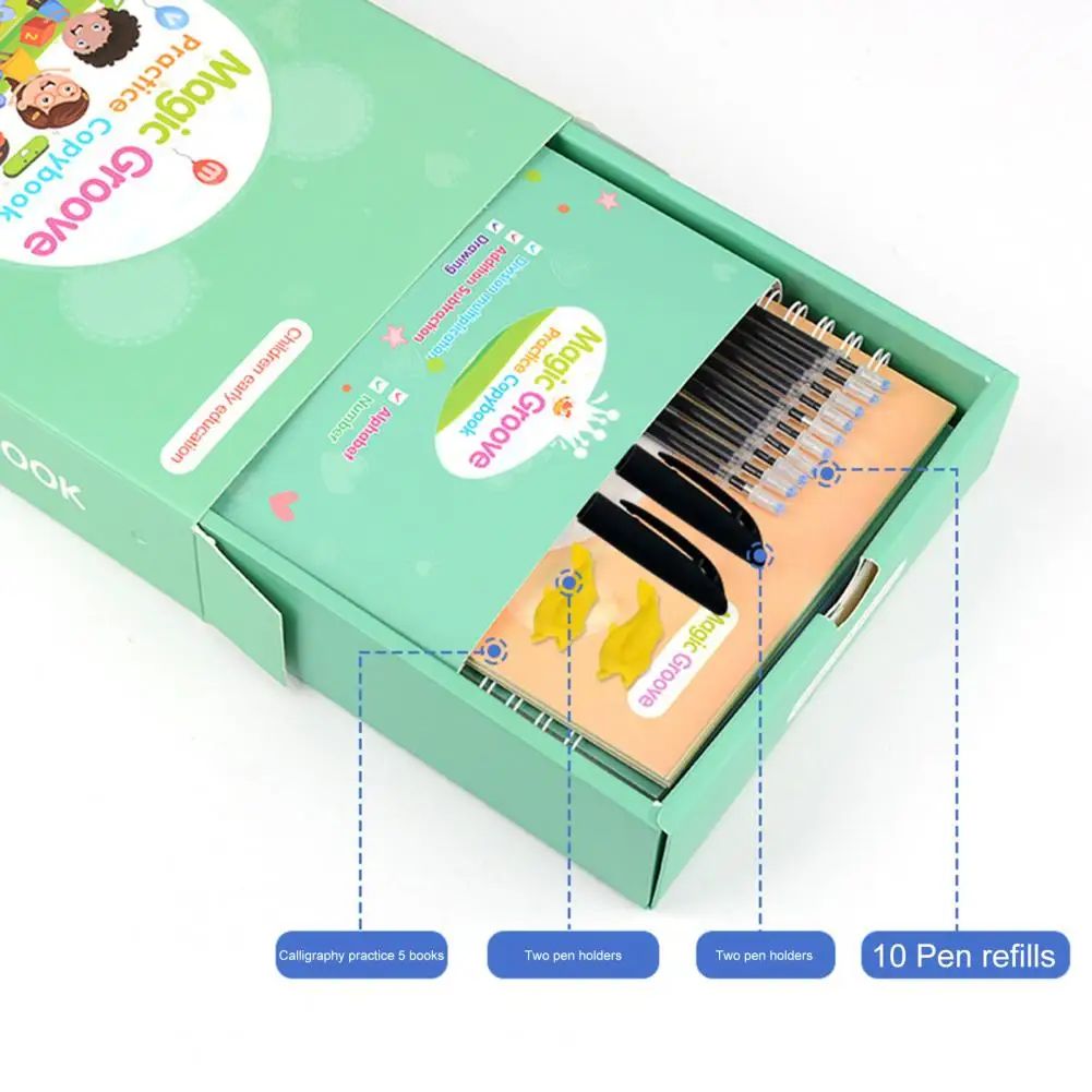 学校のための厚い書道紙、強化子供の手書きスキル、再利用可能な溝付きコピーブックセット、学校のアート