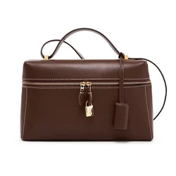 Lp27 Borsa extra in pelle crosta di vacchetta vintage Borsa casual di grande capacità Tracolla singola Forma morbida Borsa autunno nuova scatola di rilascio