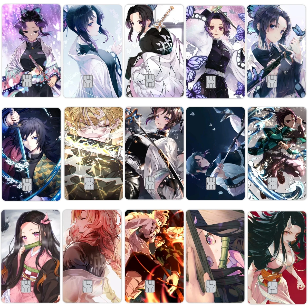 

Аниме-стикеры с персонажами Камадо Танджиро, Незуко, Томиока Гию, матовые, из ПВХ, водонепроницаемые, для дебетовых, кредитных, банковских карт Visa