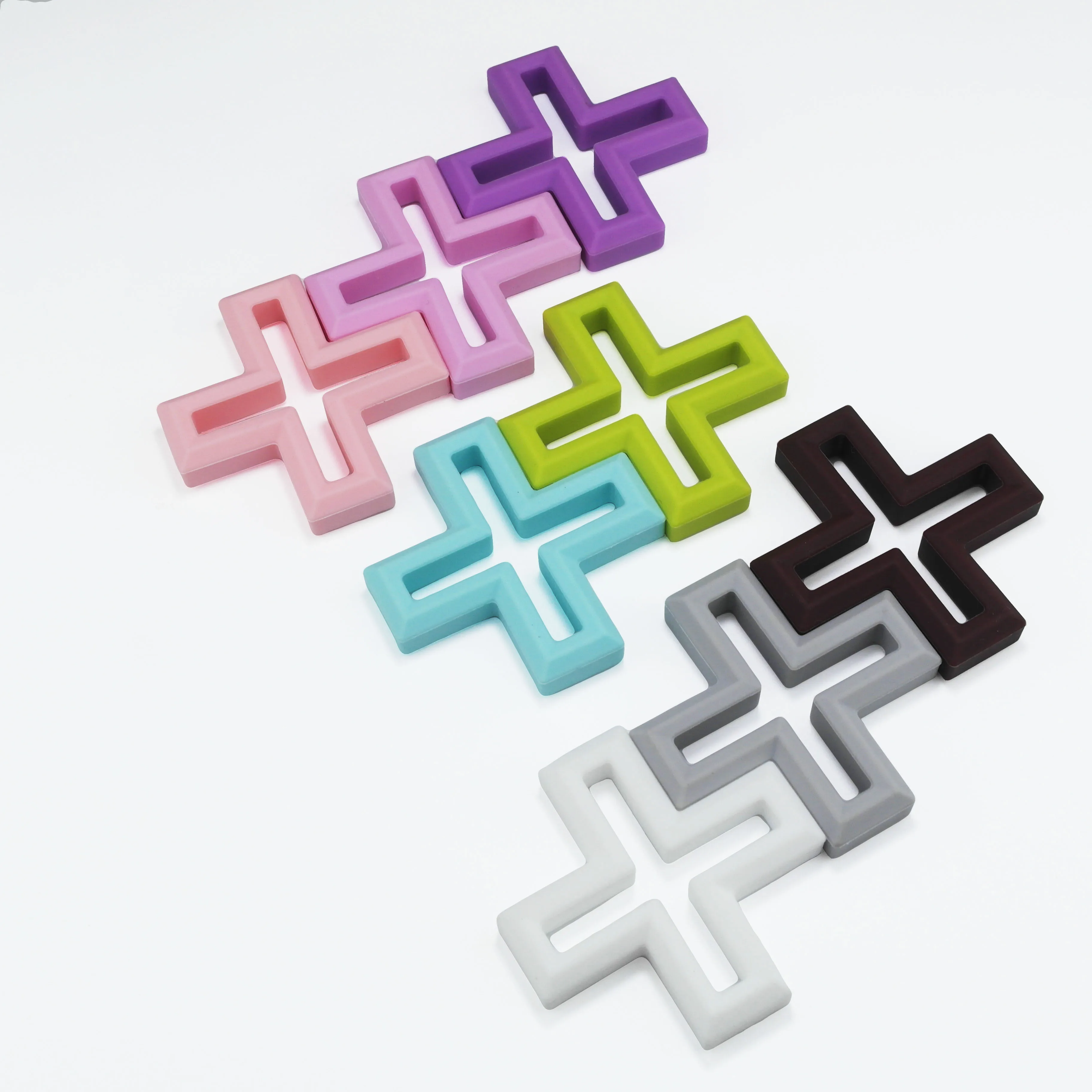

10pcs Silicone Baby Toys Cross Shape Teether Toy BPA Free Silicone Teething Chewing Toy Sensory Baby Accessories