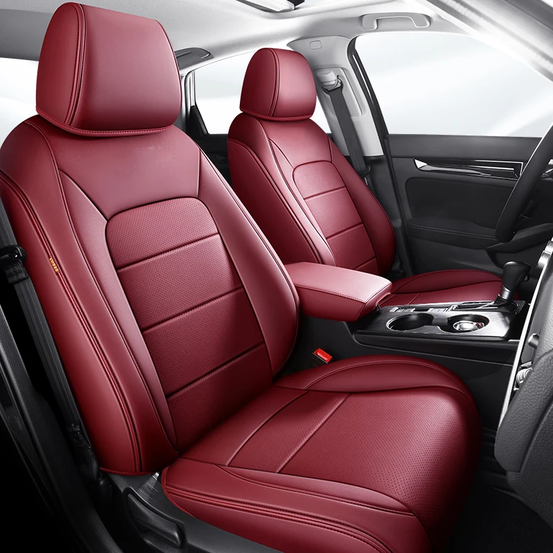 

Wine red Car Special Seat Covers For Honda Civic 2022 2023 2024 Waterproof Leather Compatible with Airbag Interior Accessories