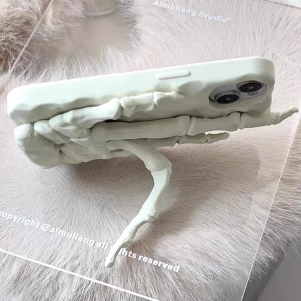 3D Skeleton Palm Phone Case For Iphone 16 Pro Max 15 13 12 11Pro Cases Creative Halloween Shockproof Cover Fundas Back Capa Gift