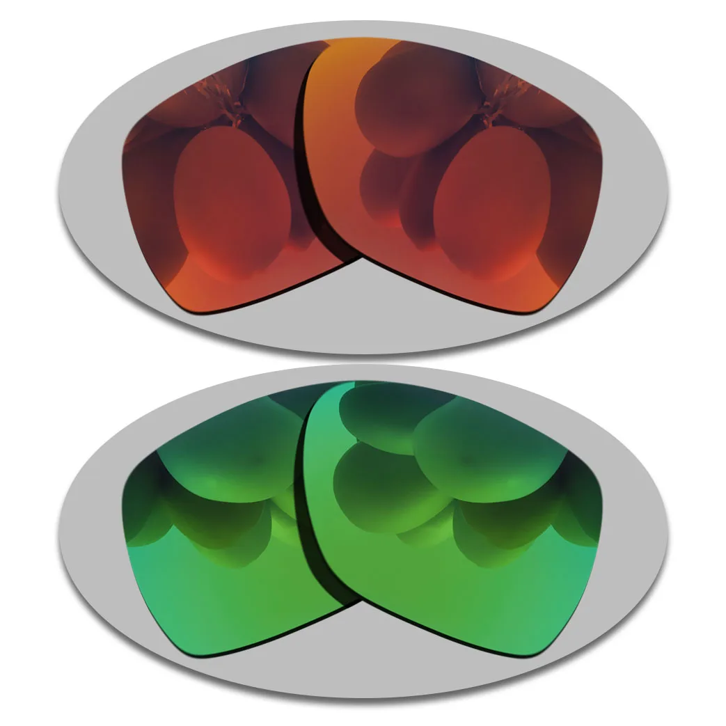 

Fire Red&Green Lenses Replacement For-Oakley Deviation Polarized Sunglasses