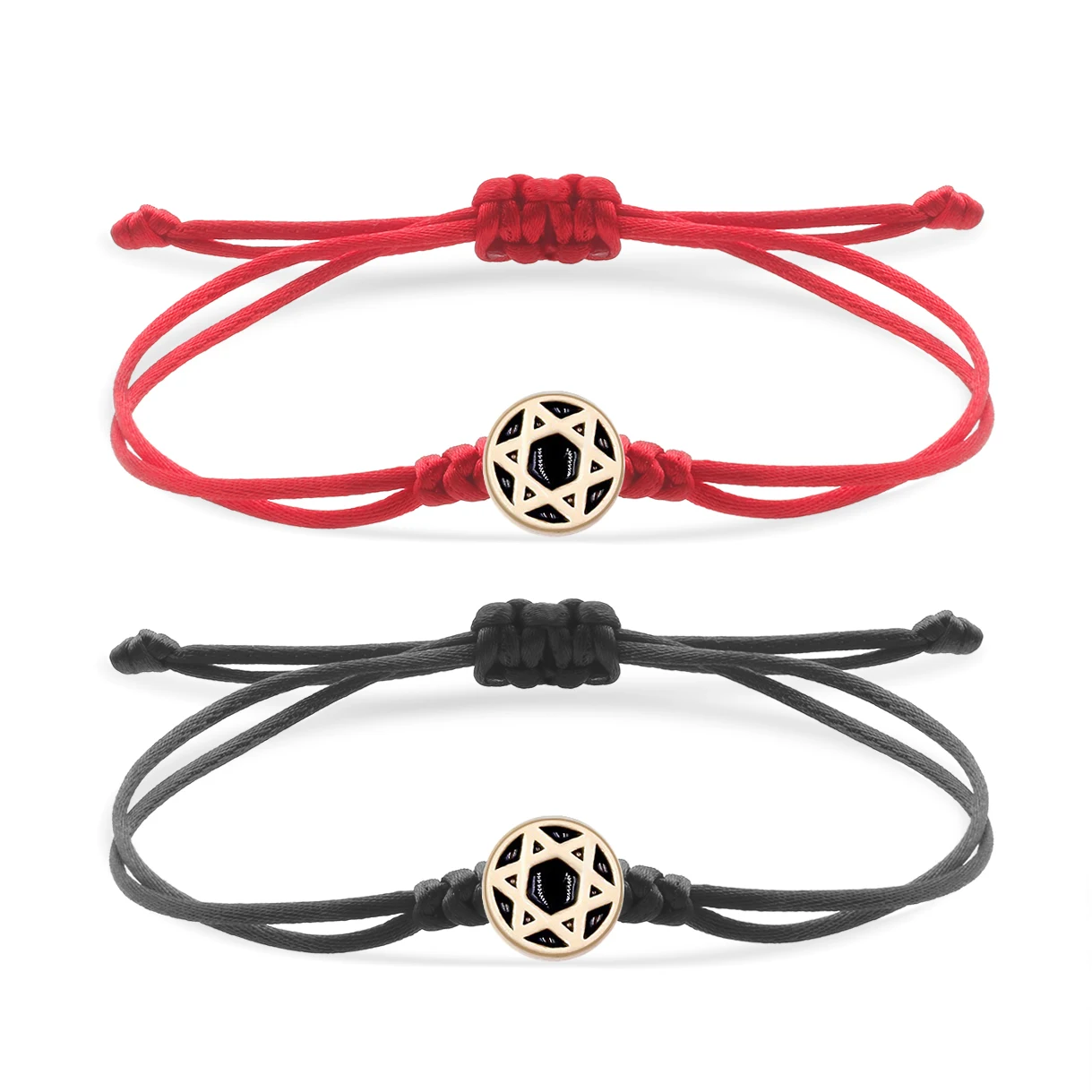 Zinc ALloy Enamel Jewish Star Of David Charm Bracelet Women Red Purple Black Green Cord Rope Macrame Adjustable Jewelry Present