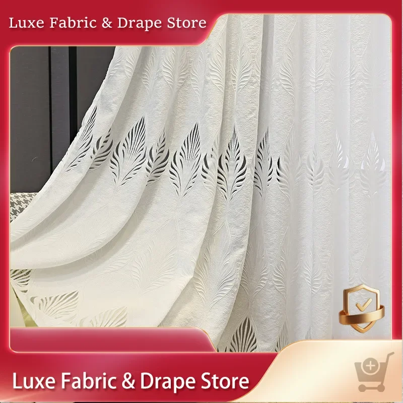 

Curtains for Living Room Dining Bedroom Nordic Modern Minimalist Hollow Leaf Balcony Windows Door Kitchen Embroidery Jacquard