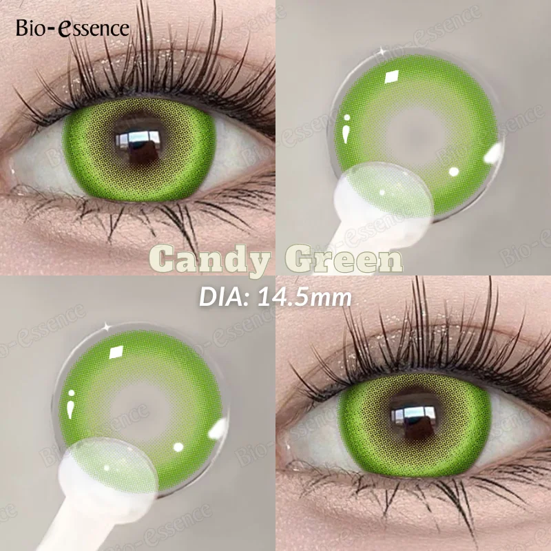 Bio-essence-lentes de contacto de 2 piezas, lentillas de colores con grado de uso anual, color rosa, Cosplay, verde, pupilas, azul