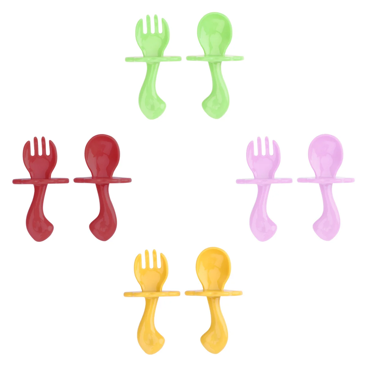 

4Set Baby Spork Set Ergonomic Curve Texture Comfortable Grip No Deformation Long Lasting Use Protective Board Design Safe