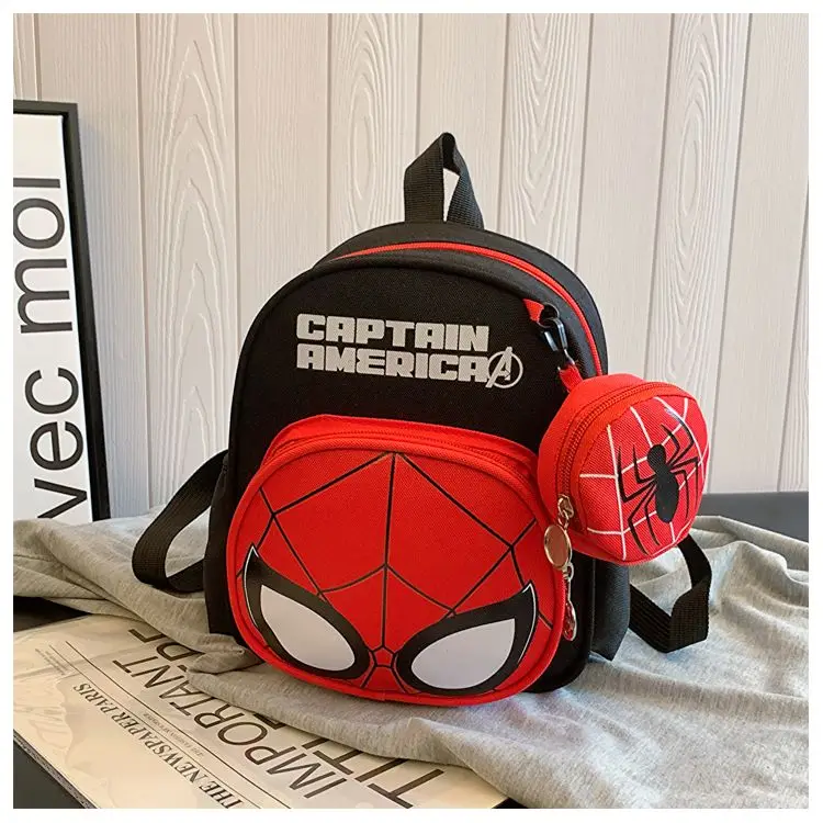 

Marvel Anime Cartoon Personality Fashion Kids School Bag Cute Character SpiderMan Iron Man Backpack Student School Supplies