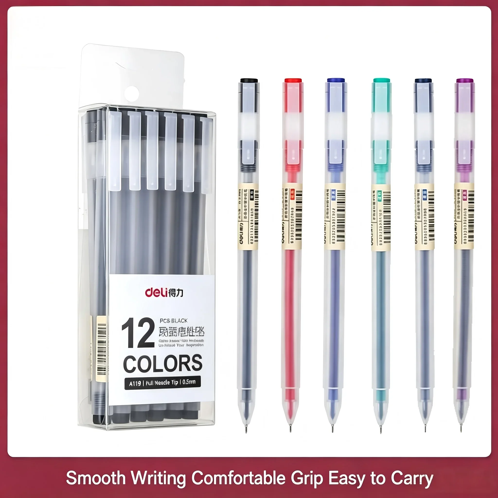 Bolígrafos de Gel Negros A119 de 0.5 mm con Punta de Aguja, 6/12 Piezas, Estilo Muji, Lindos Dibujos Animados, Marcador para Diario de Estudiante, Papelería Escolar