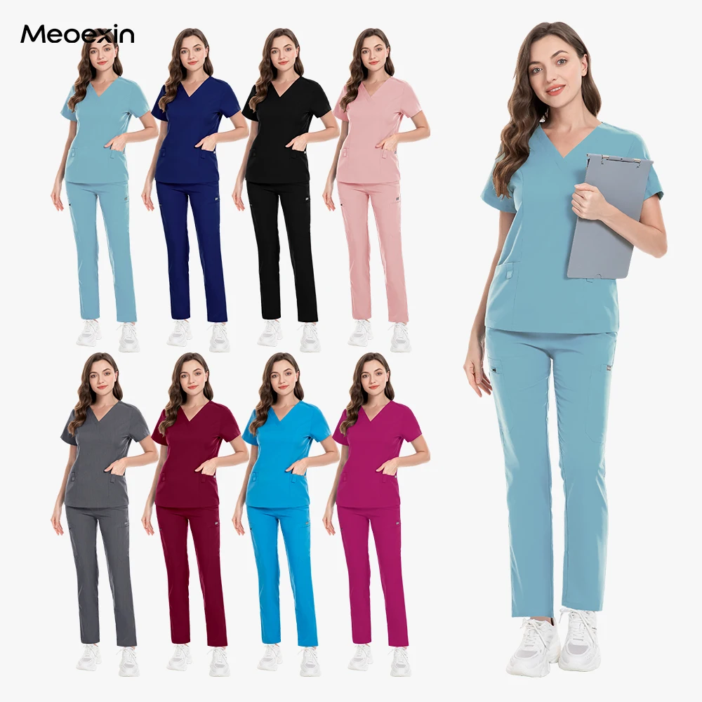 

High-quality Clinical Uniform Woman Pharmacy Dentist Workwear Medical Surgical Uniform Nursing Clothes Nurse Scrub Set Wholesale
