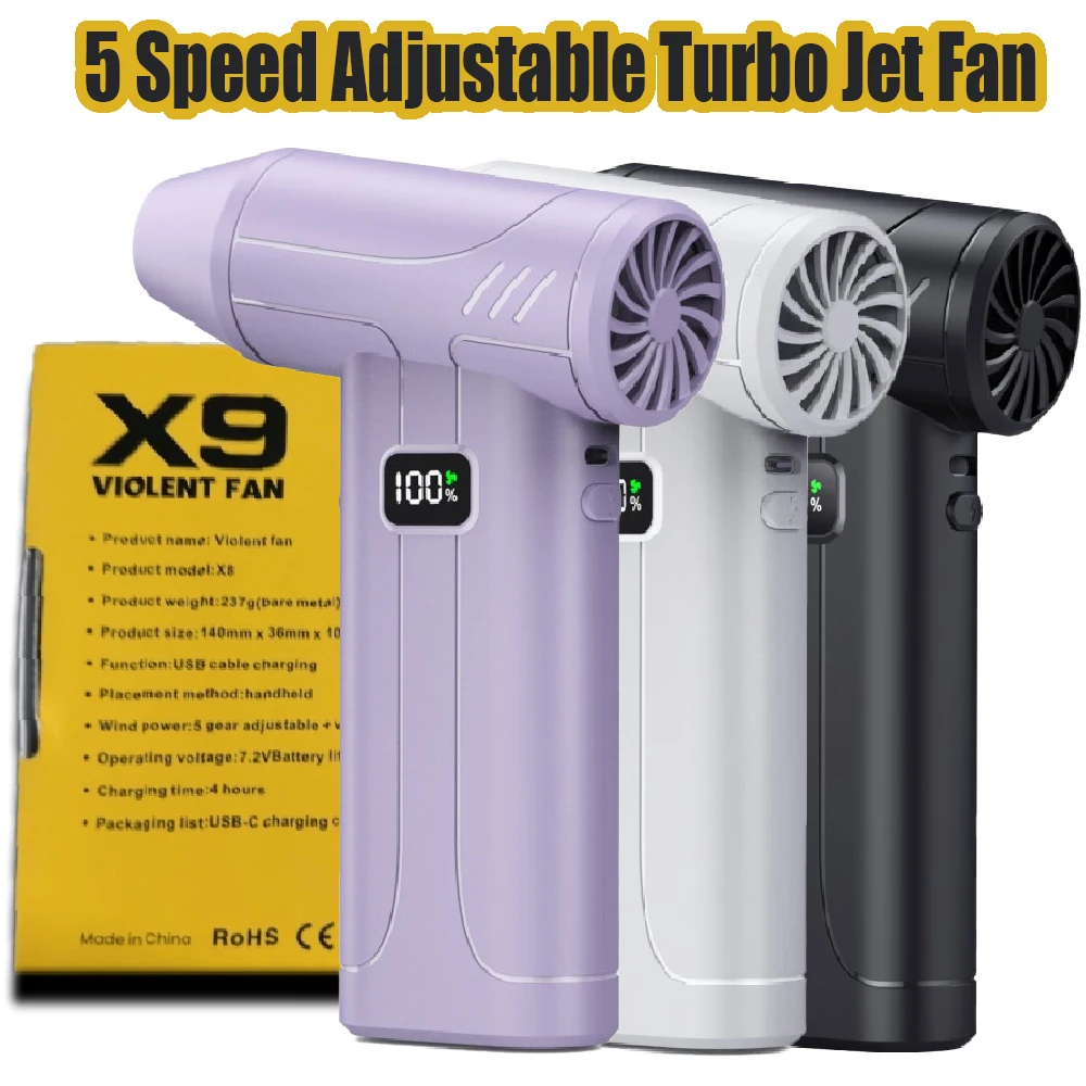 

Регулируемый турбоструйный вентилятор с 5 передачами, портативная электрическая воздушная тряпка, 200000 об/мин, вентилятор для чистки автомобиля, инструмент для обдува снега, зарядка типа C