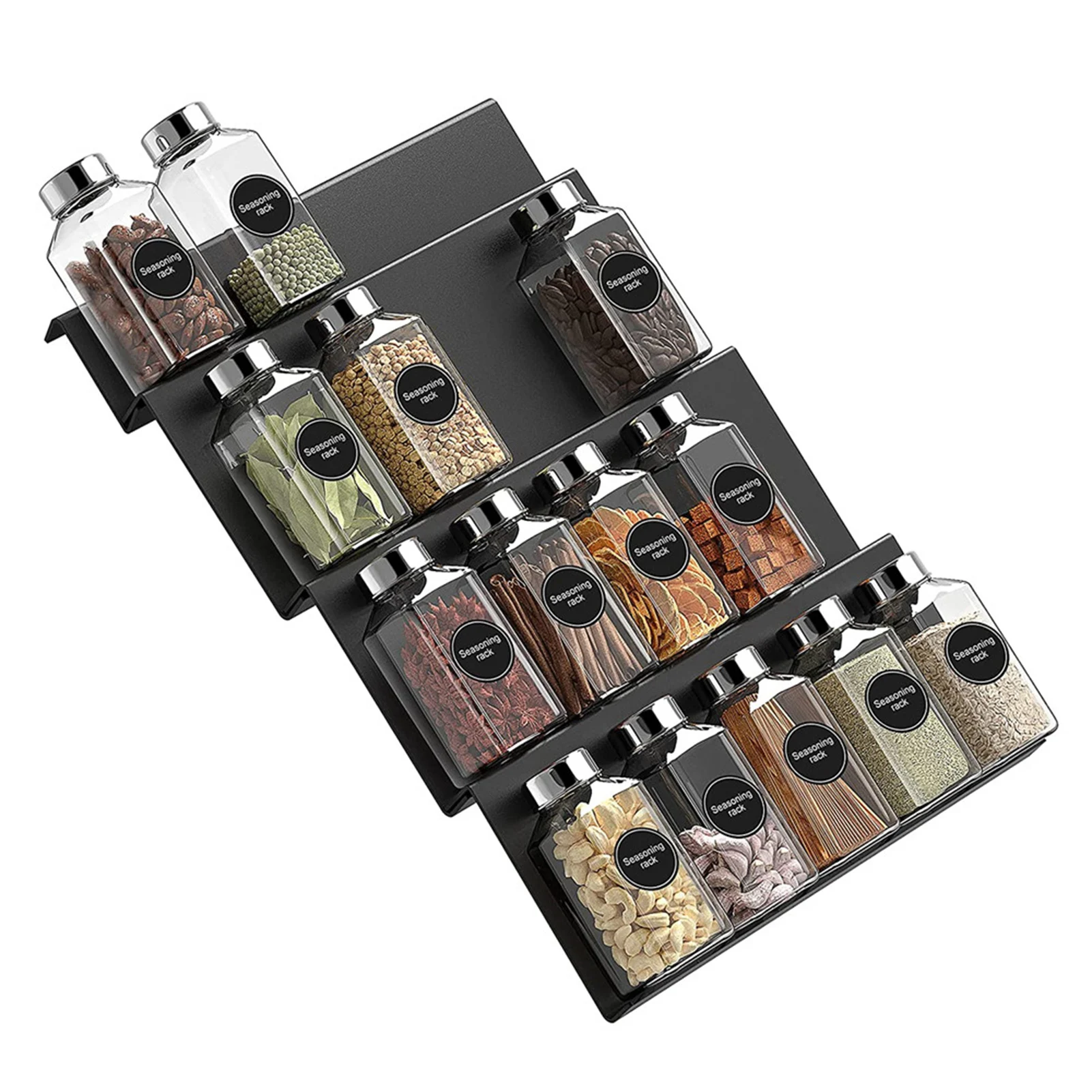 Spice Drawer Organizer Spice Rack Tray Insert 4-Tier Spice Organizer For Drawer Kitchen Cabinet Countertop Pantry Expandable