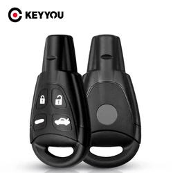 KEYYOU 1PCS Remote Car Key Case For Saab 9-3 9-5 93 2003-2007 4 Button Uncut Blade Smart Card Keyless Fob Case