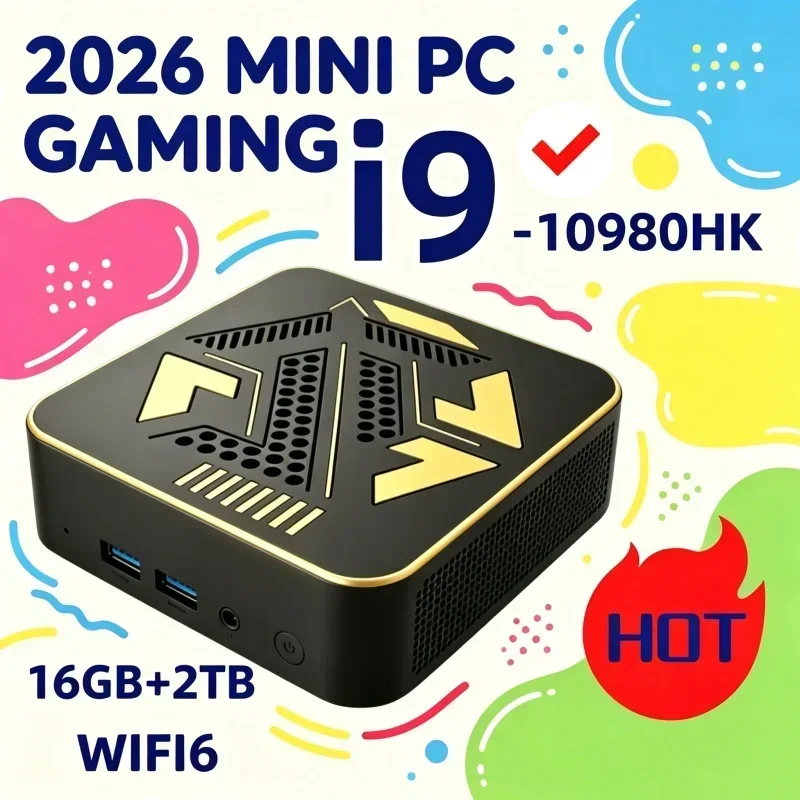 Durable Core I9 10980HK Portable Mini PC, WiFi6 BT5.2, Dual Gigabit Ports, 4K Multi Display Compact Host for Office Daily